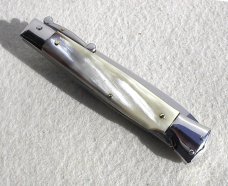 NEW OLD STOCK ITALIAN STILETTO 9" GENUINE BRAZILIAN HORN SWING GUARD KNIFE 