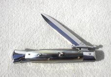 NEW OLD STOCK ITALIAN STILETTO 9" GENUINE BRAZILIAN HORN SWING GUARD KNIFE 