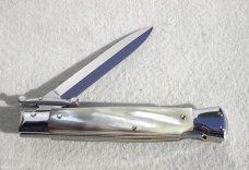 NEW OLD STOCK ITALIAN STILETTO 9" GENUINE BRAZILIAN HORN SWING GUARD KNIFE 
