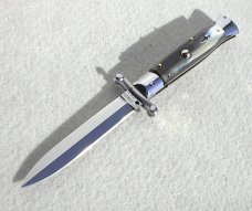 NEW OLD STOCK ITALIAN STILETTO 9" GENUINE BRAZILIAN HORN SWING GUARD KNIFE 