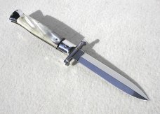 NEW OLD STOCK ITALIAN STILETTO 9" GENUINE BRAZILIAN HORN SWING GUARD KNIFE 