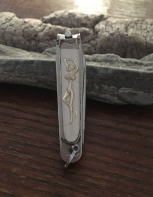 Vintage rare Female Nude Nail clipper/knife blade w/ lanyard loop