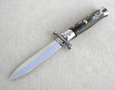 NEW OLD STOCK ITALIAN STILETTO 9" GENUINE BRAZILIAN HORN SWING GUARD KNIFE