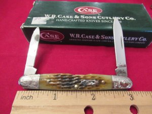 Case XX Green Bone Eisenhower Pattern # 06263 SS Out of Family Tree Set 