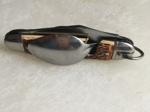 Vintage Colonial Hobo knife - Staglon scales- long pull - Bail loop -  Excellent condition