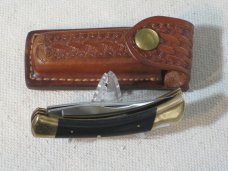 Browning Japan Two Blade Lockback Pocket Knife with Leather Pouch Unused 