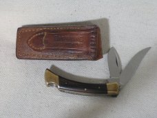 Browning Japan Two Blade Lockback Pocket Knife with Leather Pouch Unused 