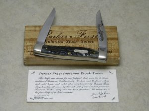 Parker-Frost USA 1978-3 (Schrade USA) Preferred Stock Series Green Bone Muskrat Knife in Box