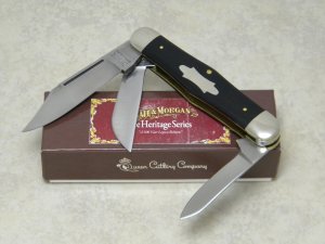 Schatt & Morgan Gowanda NY Heritage Series Ebony No. 3762 Swell Center Stockman Knife in Box c.2012