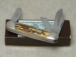 Schatt & Morgan Titusville PA. 2005 Stag 033163 Rail Splitter Stockman Knife in Box