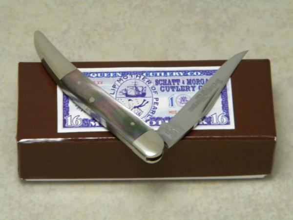 Schatt & Morgan Titusville PA. 2005 Black Lip Mother of Pearl 151116 Mini Toothpick Knife in Box