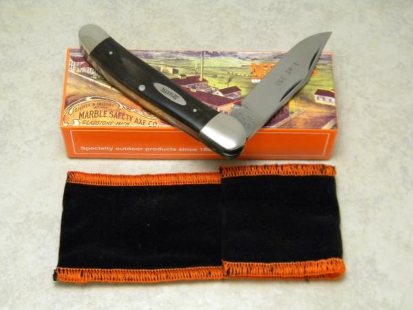 Marbles M.S.A. Co. 02 Gladstone, Mich USA Buffalo Horn Linerlock Copperhead Knife in Box c.2002 Marbles M.S.A. Co. 02 Gladstone, Mich USA Buffalo Horn Linerlock Copperhead Knife in Box c.2002