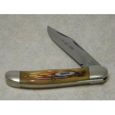 Marbles M.S.A. Co. 02 Gladstone, Mich USA Peach Seed Bone Linerlock Copperhead Knife in Box c.2002