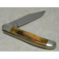 Marbles M.S.A. Co. 02 Gladstone, Mich USA Peach Seed Bone Linerlock Copperhead Knife in Box c.2002