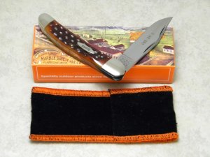 Marbles M.S.A. Co. 02 Gladstone, Mich USA Corn Cob Bone Linerlock Copperhead Knife in Box c.2002