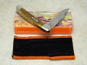 Marbles M.S.A. Co 02 Gladstone, Mich USA Antique Green Bone Linerlock Copperhead Knife in Box c.2002