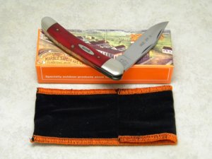 Marbles M.S.A. Co. 02 Gladstone, Mich USA Smooth Red Bone Linerlock Copperhead Knife in Box c.2002