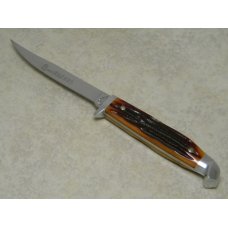 Queen Cut. Co. Titusville PA #85 Bone "Bird and Trout" Fixed Blade Sheath Knife in Box Queen Cut. Co. Titusville PA #85 Bone "Bird and Trout" Fixed Blade Sheath Knife in Box