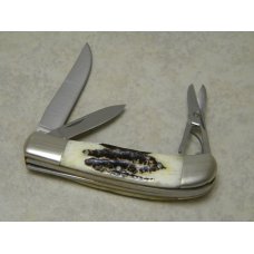 Browning Japan Model 531 Bone Stag Pocket Knife with Clip, Pen and Scissors in Box Browning Japan Model 531 Bone Stag Pocket Knife with Clip, Pen and Scissors in Box