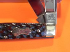 Older Bulldog Brand Stockman Pocket Knife w/ Great Red to Chestnut Handles & Frost Blade Etch Older Bulldog Brand Stockman Pocket Knife w/ Great Red to Chestnut Handles & Frost Blade Etch