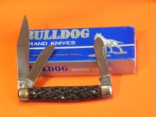 Older Bulldog Brand Stockman Pocket Knife w/ Great Red to Chestnut Handles & Frost Blade Etch Older Bulldog Brand Stockman Pocket Knife w/ Great Red to Chestnut Handles & Frost Blade Etch