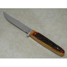 Queen Cut. Co. Titusville PA #73 Bone Bare Head Hunter Fixed Blade Sheath Knife in Box Queen Cut. Co. Titusville PA #73 Bone Bare Head Hunter Fixed Blade Sheath Knife in Box
