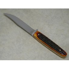 Queen Cut. Co. Titusville PA #73 Bone Bare Head Hunter Fixed Blade Sheath Knife in Box Queen Cut. Co. Titusville PA #73 Bone Bare Head Hunter Fixed Blade Sheath Knife in Box