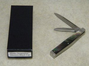Queen Cutlery Co. Dan Burke BG42 Black Lip Pearl Serpentine Doctors Knife in Box