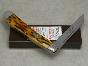 Schatt & Morgan Titusville PA USA Bone 041005 Wharncliffe Large Slimline Clasp Knife in Box