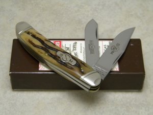 Schatt & Morgan Cutlery Co. Titusville PA Bone Series #5-V 042160 Sowbelly Knife in Box c.2011