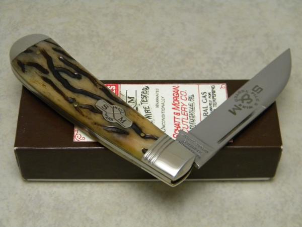 Schatt & Morgan Cutlery Co. Titusville PA Bone 041001 Wharncliffe Swayback Clasp Knife in Box c.2010 Schatt & Morgan Cutlery Co. Titusville PA Bone 041001 Wharncliffe Swayback Clasp Knife in Box c.2010