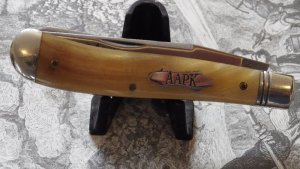 2010 AAPK Club Knife - Interior Ram's Horn 3 7/8" Trapper - 1095 Steel Blades