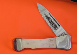 Vintage Parker Cutlery Desperado Lock Back Dagger Knife w/ Nice Natural Smooth Bone Handles - NOS