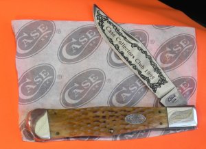 Case xx 1995 Collectors Club Large Folding Hunter Knife w/ Great Stag & CCC Shield +Blade Etch -NOS