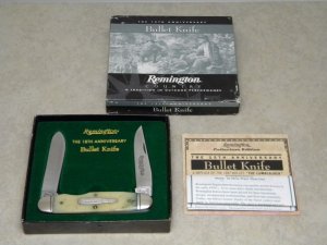 Remington USA 1997 Bone 15th Anniversary R4468 Bullet Muskrat Knife in Box
