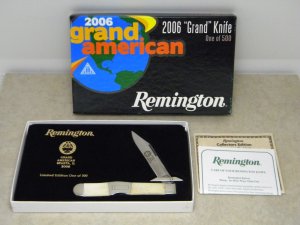 Remington USA Cartridge Series Bone R1373 Swing Guard Lockback Knife 2006 ATA Grand American in Box