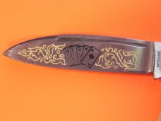 Battle Axe -Shouse & Hardin The Gambler Theme, 2 Blade Stag Handle ButterBean Knife +Blade Etching