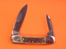Battle Axe -Shouse & Hardin The Gambler Theme, 2 Blade Stag Handle ButterBean Knife +Blade Etching