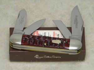 Schatt & Morgan Keystone Series XVII Red Bone 044163 Railsplitter Stockman Knife in Box c.2007