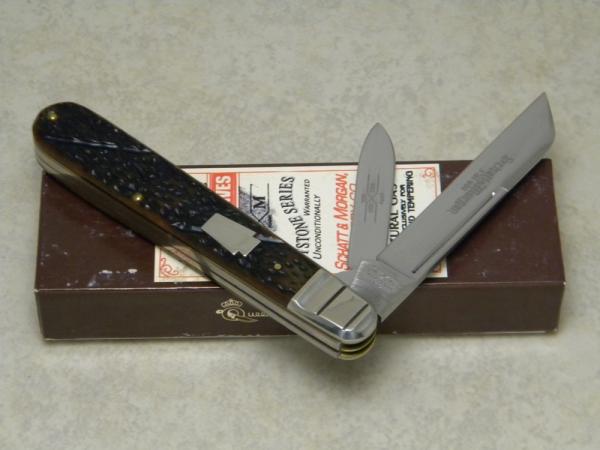 Schatt & Morgan Keystone Series XVIII Brown Worm Groove Bone 042429 English Jack Knife in Box c.2008 Schatt & Morgan Keystone Series XVIII Brown Worm Groove Bone 042429 English Jack Knife in Box c.2008