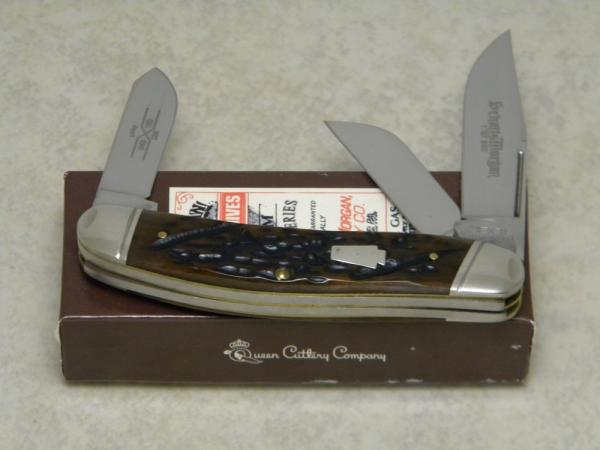 Schatt & Morgan Keystone Series XVIII Brown Worm Groove Bone 043160 Sowbelly Knife in Box c.2008 Schatt & Morgan Keystone Series XVIII Brown Worm Groove Bone 043160 Sowbelly Knife in Box c.2008