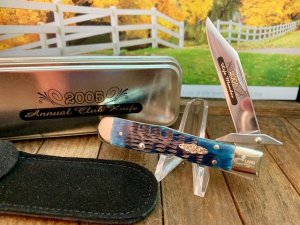 Case Small Cheetah CCC Club Knife for 2005 in Mediterranean Blue Bone