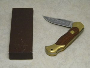 Boker Solingen Germany Stainless Tree Brand Classic Wood 2002 Lockback Knife in Box