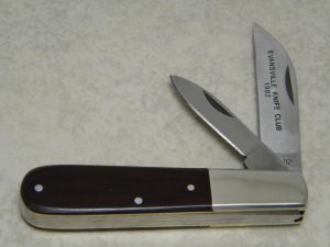 Parker Cut. Co. Chattanooga TN Made in Japan Brown Micarta "1982 Evansville Knife Club" Barlow Knife