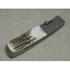 Parker USA Stag Damascus Linerlock Barlow Knife 