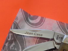 Case xx 1988 3 Blade Small Stockman (G63033 SS) Knife w/ Green Bone Handles +Jean Case Blade Etching