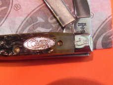 Case xx 1988 3 Blade Small Stockman (G63033 SS) Knife w/ Green Bone Handles +Jean Case Blade Etching
