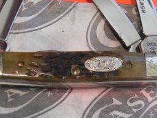 Case xx 1988 3 Blade Small Stockman (G63033 SS) Knife w/ Green Bone Handles +Jean Case Blade Etching