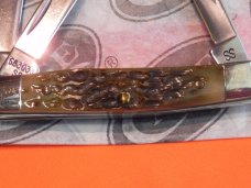 Case xx 1988 3 Blade Small Stockman (G63033 SS) Knife w/ Green Bone Handles +Jean Case Blade Etching