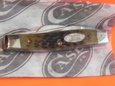 Case xx 1988 3 Blade Small Stockman (G63033 SS) Knife w/ Green Bone Handles +Jean Case Blade Etching